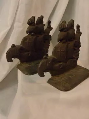 Vintage Cast Iron Ship Bookends Book Ends Pirate Cool !! • $19.95
