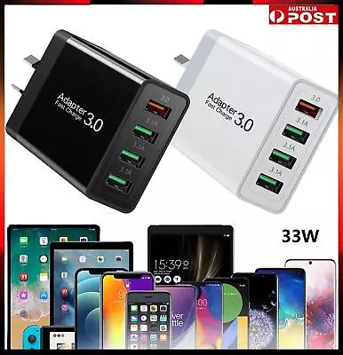 33W 4-Port USB Fast Quick Wall Charging AU Adapter AC For IPhone Samsung Charger • $16.13