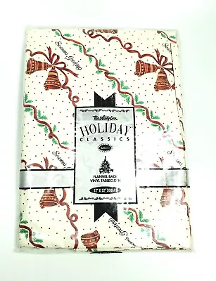 Town And Country Holiday Classics Flannel Backed Vinyl Tablecloth Red Bell 52x52 • $14.78