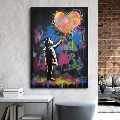 Banksy Style  Balloon Boy   Abstract Graffiti  Canvas Wall Art Picture Print • £14.99