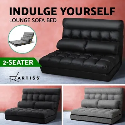 Artiss Floor Sofa Lounge Bed 2 Seater Recliner Chaise Folding Chair Couch Futon • $119.95