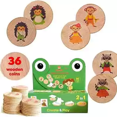 Kipod Make & Match Create Your Own Memory Game Wood Coins Tattoos Stickers • $19.99