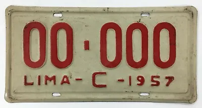 Very Rare Lima Peru South America 1957 TRUCK SAMPLE License Plate 00-000 • $399.95