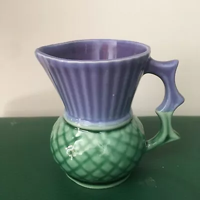 Vintage MADE IN SCOTLAND 1950's Thistle Creamer Milk Whisky Jug Green Purple 8cm • £16