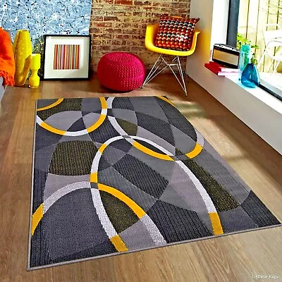 Rugs Area Rugs Carpets 8x10 Rug Floor Gray Modern Large Yellow Living Room Rugs • $249