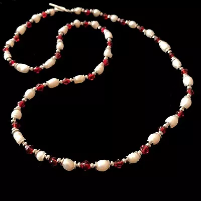 Vintage Natural Baroque Pearl 925 Sterling Silver Necklace Mark '925' 20 Inch • $29.23