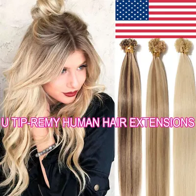 Real Thick Pre Bonded Nail U Tip 100% Remy Human Hair Extensions Keratin 1g/s HG • $35