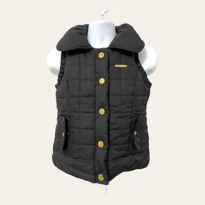 Makaveli Branded Ladies Puffer Vest Jacket Size M TUPAC Brand Black Gold Flaws • $19.06
