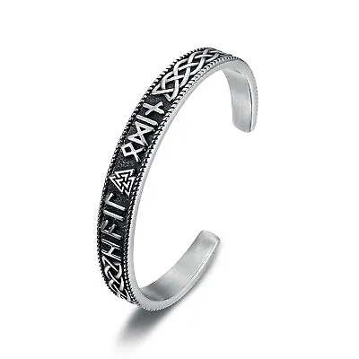 Nordic Viking Bracelet Viking Rune Wristband Cuff Stainless Steel Bangle Jewelry • $16.99