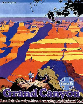 Poster Grand Canyon National Park Santa Fe Train Travel Vintage Repro Free S/h • $14.95