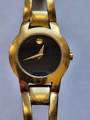 Movado Amorosa Black Dial Gold-Tone Swiss Quartz Watch-8303916 • $105