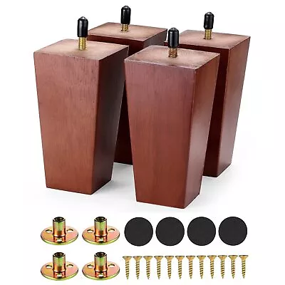 5 Inch Couch Legs Wood Furniture Legs For Sofa Set Of 4 Heavy Duty Walnut Square • $32.20