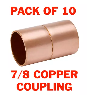 Copper Coupling For 7/8  O.D. Tubing W/ Ring Stop HVAC Coupler MADE IN THE USA  • $20