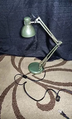 Vintage Articulating  Halogen Desk Lamp  Green Adjustable Works • $69.99