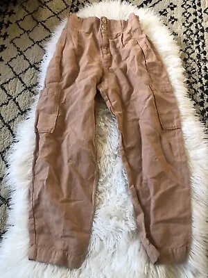 Zara Girls Wide Leg Linen Blend Pants Size 13/14 Peach. High Rise. B6 • $20.99