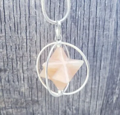 Natural Peach Aventurine Merkaba Pendant Gemstone Merkaba Star Spinning Pendant • $9.49