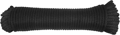 1/4 Inch Black Dacron Polyester Rope - 100 Foot Hank | Solid Braid - Industrial  • $38.46