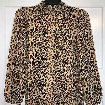 J. Crew Cheetah Print Ruffle Neck Blouse XS • $22