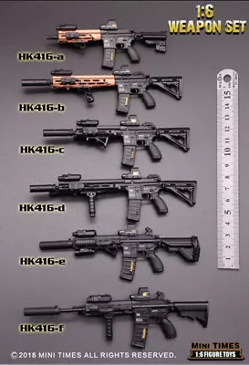 MINITIMES 1/6 Scale Sodier Accessories HK416 M4 Gun Model For 12'' Figure • $24.36