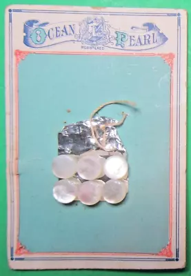(6) Vintage 5/16  White Ocean Pearl Shank Baby Doll Buttons Nos Card-r659 • $4.59