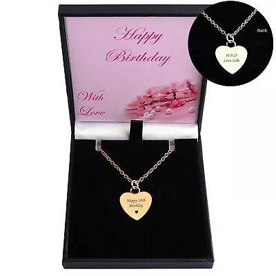 Engraved Heart Necklaces Gift For Birthday 13th 16th 18th 21st 30th40th • £16.99