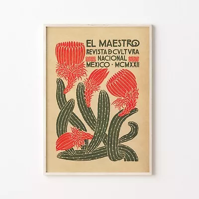 El Meastro Print Vintage Mexican Cactus Mexico Travel Poster Vintage Wall Art • $50