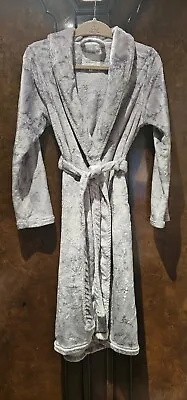 Next Dressing Gown UK8 Grey Bird Velour Print • £8.99
