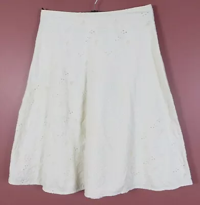 SK16014- J. JILL Women Cotton A-Line Flare Skirt Floral Embroidery W/ Eyelets 10 • $17.59