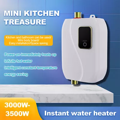 Electric Tankless Instant Hot Water Heater Under Sink Tap Kitchen Bathroom 3500W • £34.99