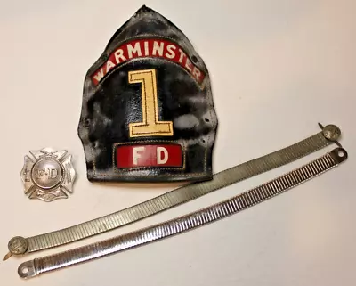 LOT-4 Warminster PA Fire Dept Firefighter Obsolete Uniform & Helmet Badges • $89.97