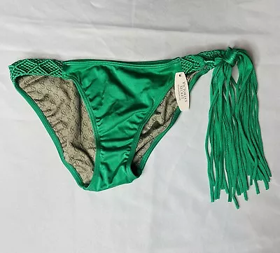 Victorias Secret Nwt Green One Side Fringe String Swim Sexy Bikini Bottom Med • $24.99