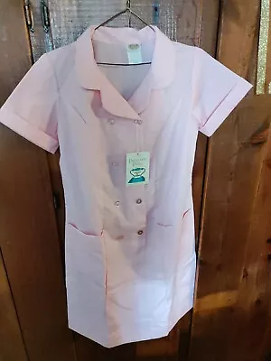 Vintage 60's Pink Star Uniform Waitress Dress S.14 New W/ Pink Buttons & Pocket • $64.95