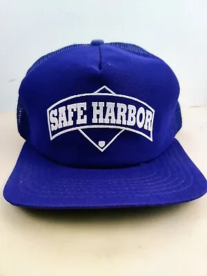 Vintage New Era USA MADE Safe Harbor Baseball Trucker Hat Snapback Cap NOS • $20