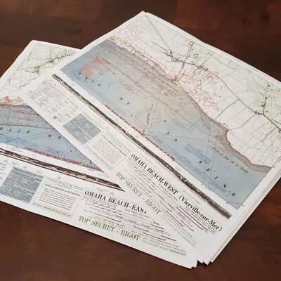 Set Of 2 Top Secret Omaha Beach Maps From D-Day (Normandy Landing 1944) • $20