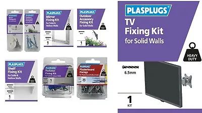 £5.95 • Buy PLASPLUGS TV Shelf Outdoor Garden Gate Wash Basin Radiator Fixing Fitting Kit 