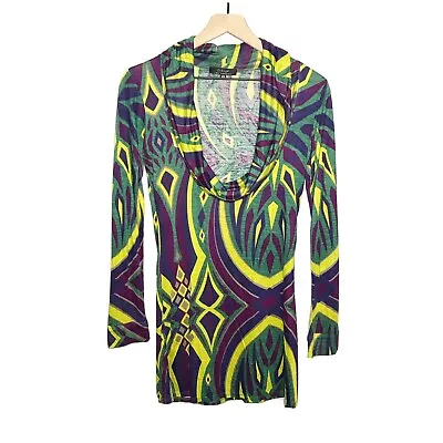 T-Bags LA Cowl Tunic Dress Long Sleeve 70s 1970s Women’s Size XS Multicolor • $17.56