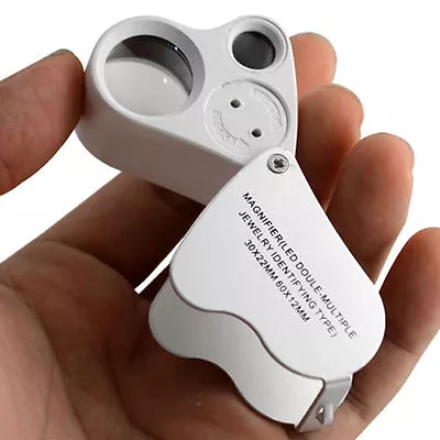 30X & 60X Illuminated Jewellers Lens Glass Dual Loupe Magnifier Magnifying LED   • £10.97