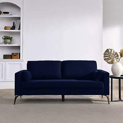 71.25  Accent Sofa Corduroy Upholstered Couch 3 Seater For Home Department Blue • $429.99