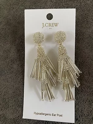 J.Crew Factory Beaded Tassel Earrings In Silver Gold Plated Brass New With Tags  • $18