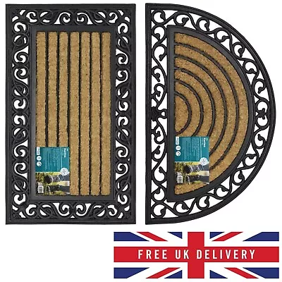 Large Outside Door Mat 75cm Heavy Rubber Coir Duty Mat Front Outdoor Entrance • £17.99