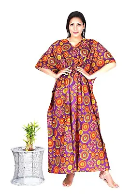 $36.29 • Buy Indian Cotton Round Circle Multi Polka Dot Kaftan Night Maxi Dress Women's Gowns