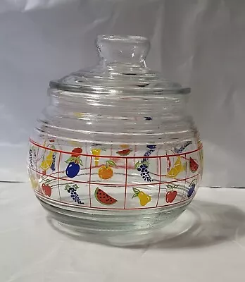 Kig Indonesia Glass Jar With Lid Fruit Print Small Vintage Candy Jar  • $13