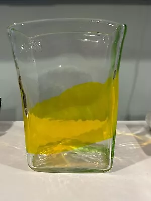 Pierre Cardin For Venini Murano Italian Glass Lemon & Chartreuse Studio Art Vase • $275