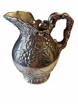 Vintage Arthur Court Aluminum Grape Leaves Theme Pitcher 1996 10  • $28.95