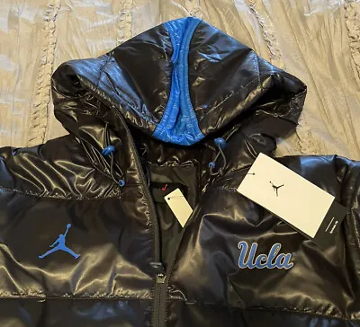 UCLA BRUINS Men's NIKE JORDAN Puffer XXL 2XL Black Hooded NEW Jacket DM9161-060 • $114.74