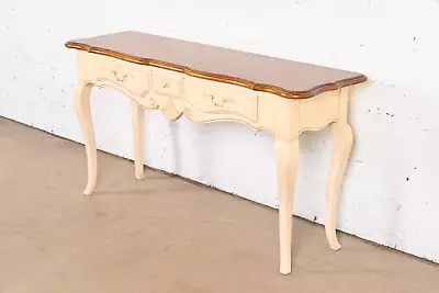 Ethan Allen French Provincial Louis XV Solid Maple And White Console Table • $1695