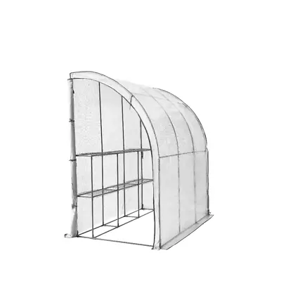 Walk-In Lean To Wall Greenhouse W/Window&Door 214Lx 120W X 215Hcm Portable White • £43.99