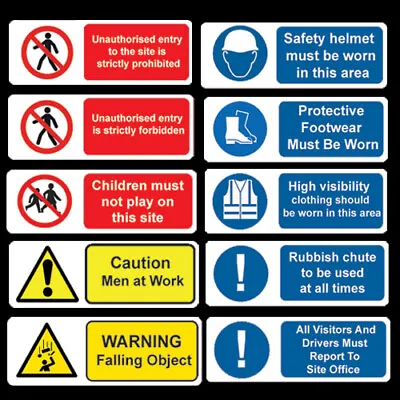 Site Safety Building Construction Sign Stickers High Gloss Information Door Work • £2.49