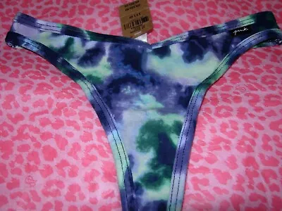 $10.99 • Buy Victoria's Secret PINK Sexy Thong String V-Cut LOGO Blue Tie Dye Hard2Find NWT