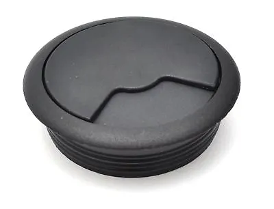 60mm Black PC Computer Desk Plastic Grommet Table Cable Tidy Wire Hole Cover • £2.55